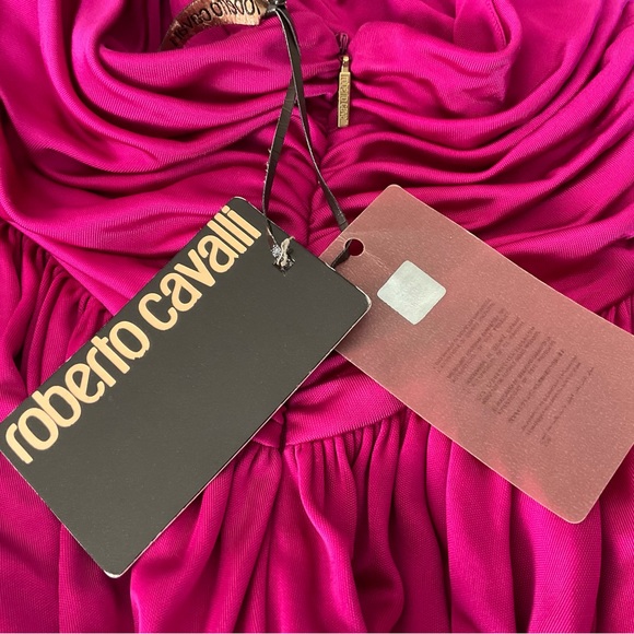 Robert Cavalli NWT $3445 Sz 40 US 4 Fushia Pink 🌸 Pearl beaded couture Dress - Picture 10 of 10